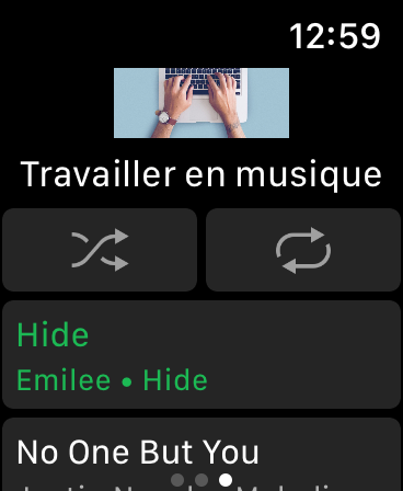 Sélec Apple Watch Spotify