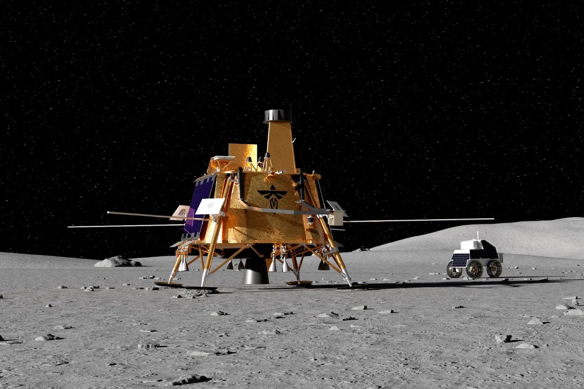 Vision d'artiste de l'atterrisseur lunaire Blue Ghost, qui vient de prendre la direction de la Lune © Firefly Aerospace