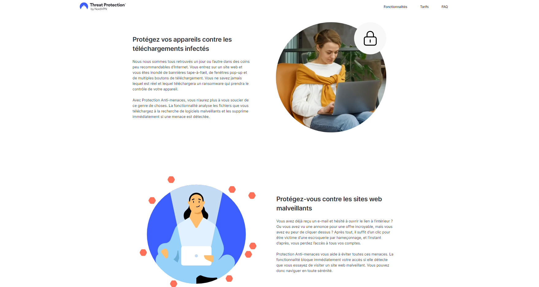 Les fonctionnalités du logiciel Protection Anti-Menaces de NordVPN © Nord Security