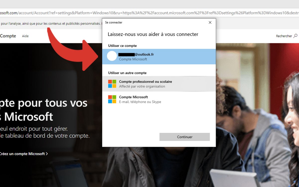 Connecter son compte Microsoft sur Edge