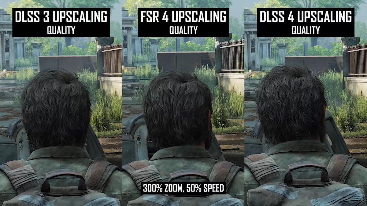 La différence de textures entre le DLSS 3 et le FSR4. ©Virtual Cobbler 9930