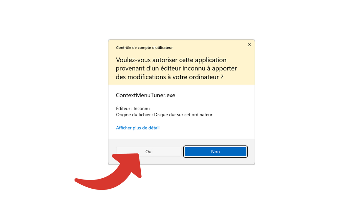 Autoriser l'outil à apporter des modifications au PC © Clubic