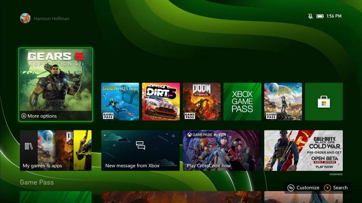 Xbox Series menu
