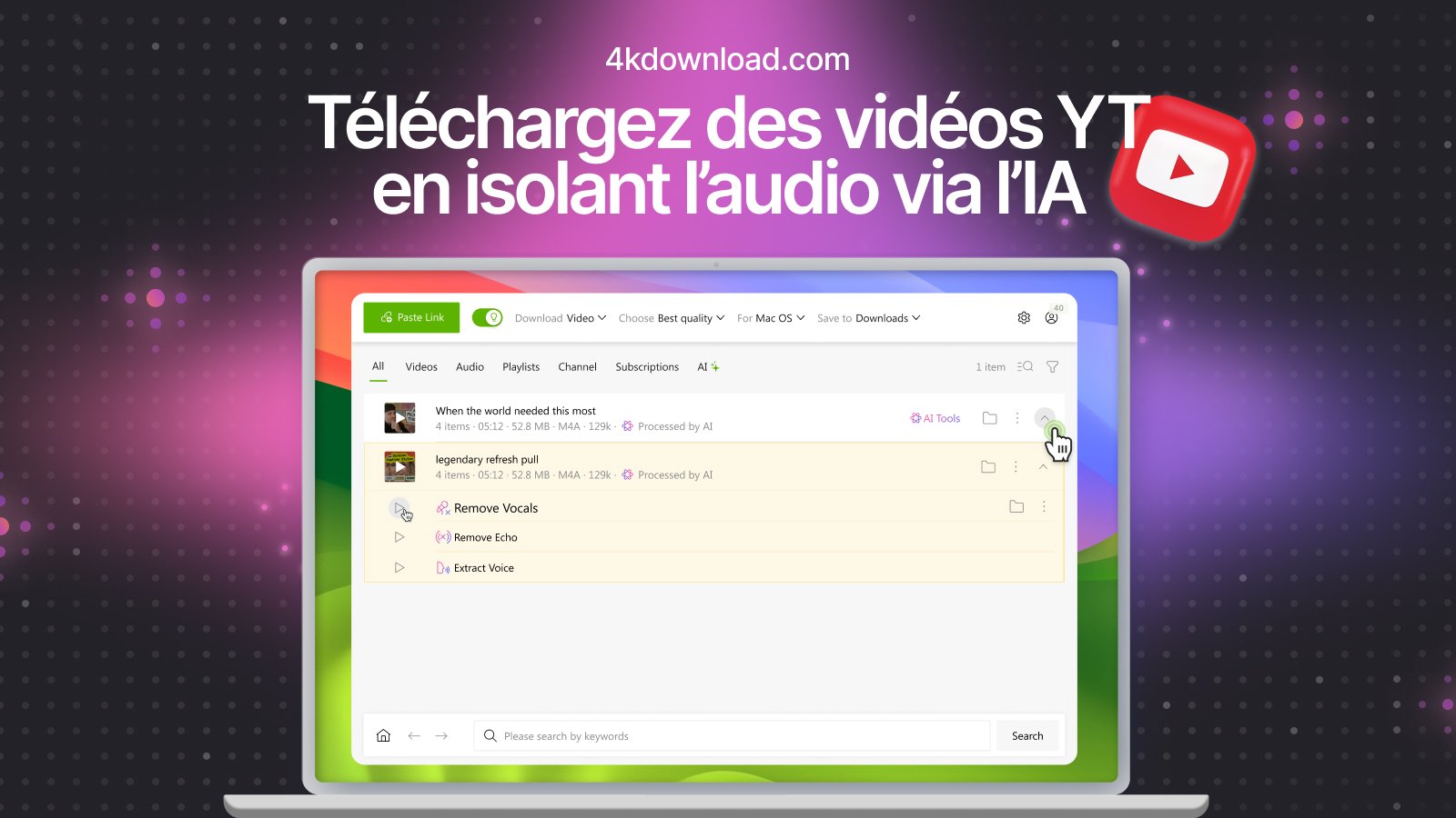 Un clic sur « Télécharger » suffit pour enregistrer rapidement la vidéo et en profiter hors ligne. ©4K Video Downloader