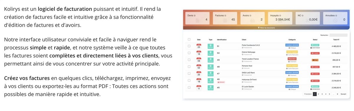 Créez des factures et des devis © Kolirys