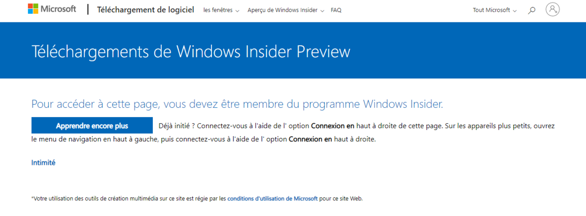 Faire partie des Insider est un préalable obligatoire. © Microsoft