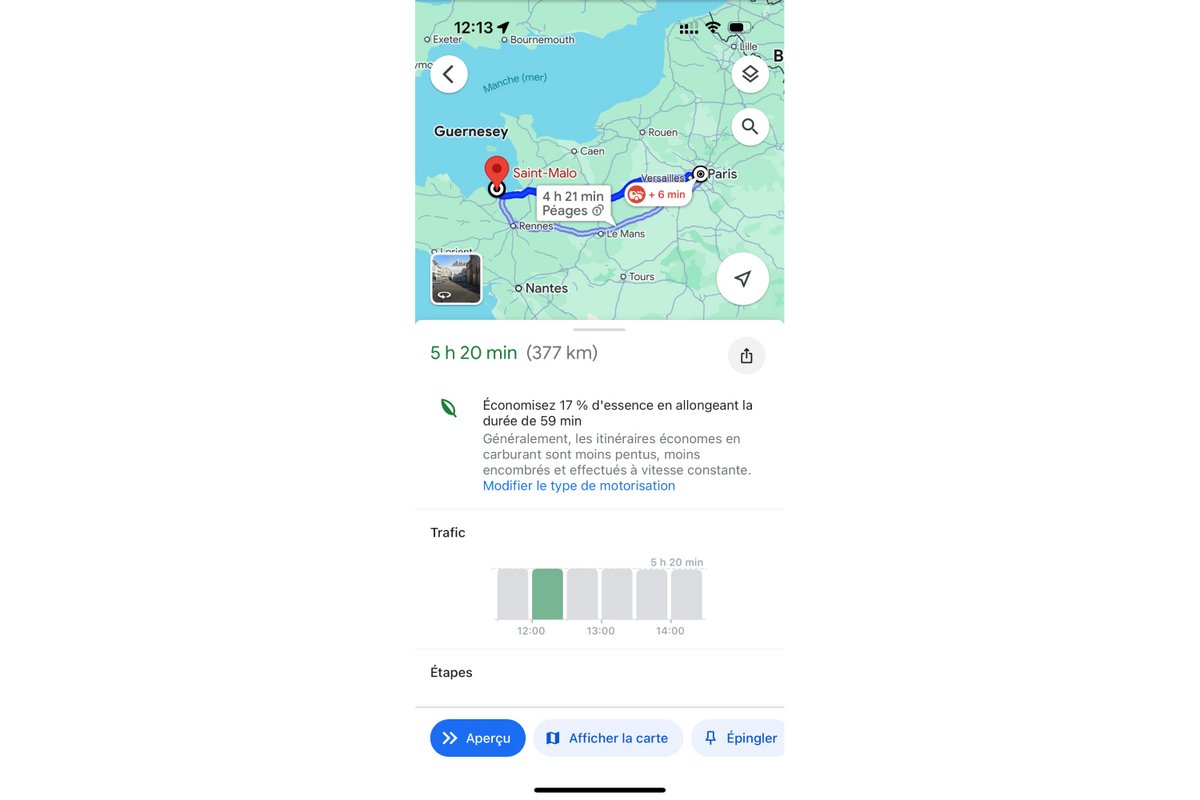 Google Maps vous indique le pourcentage d'essence que vous pouvez économiser © Mathilde Rochefort pour Clubic