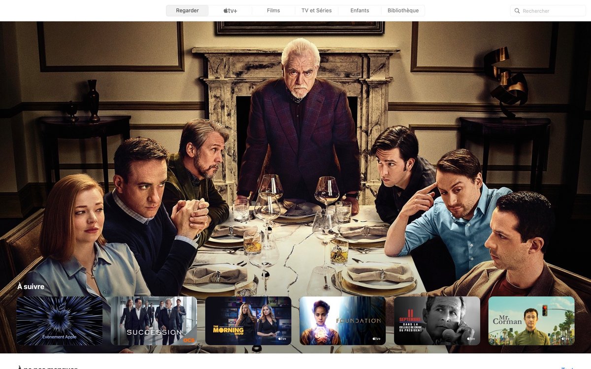 Apple TV+ - L'accueil de l'interface web