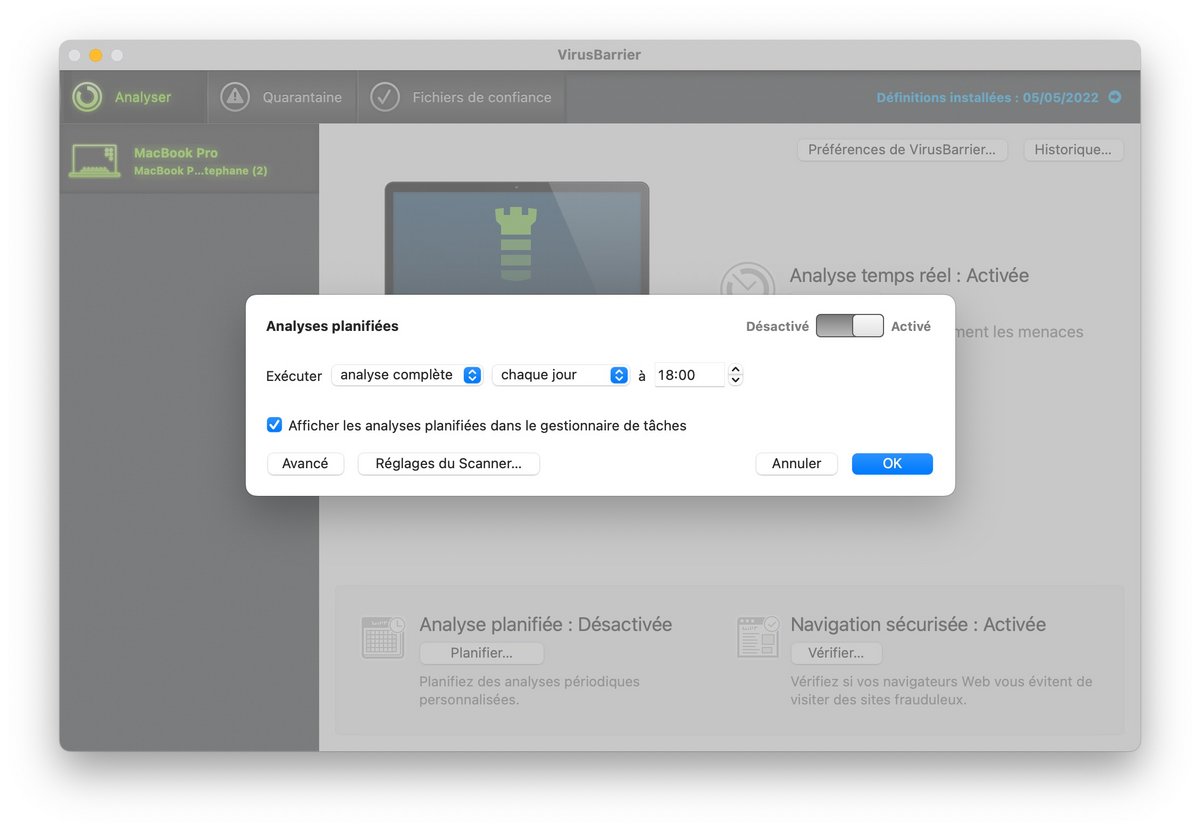 Intego pour Mac - La planification d'un scan