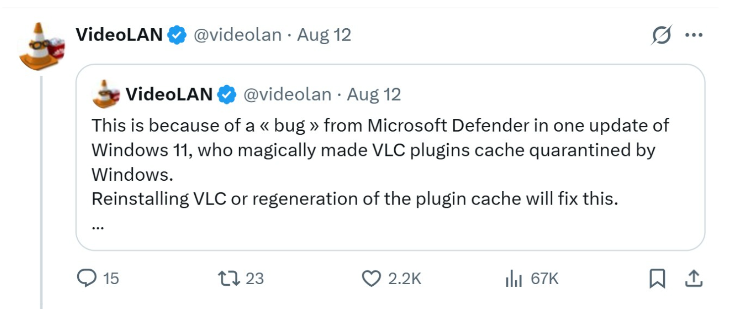 vlc bug
