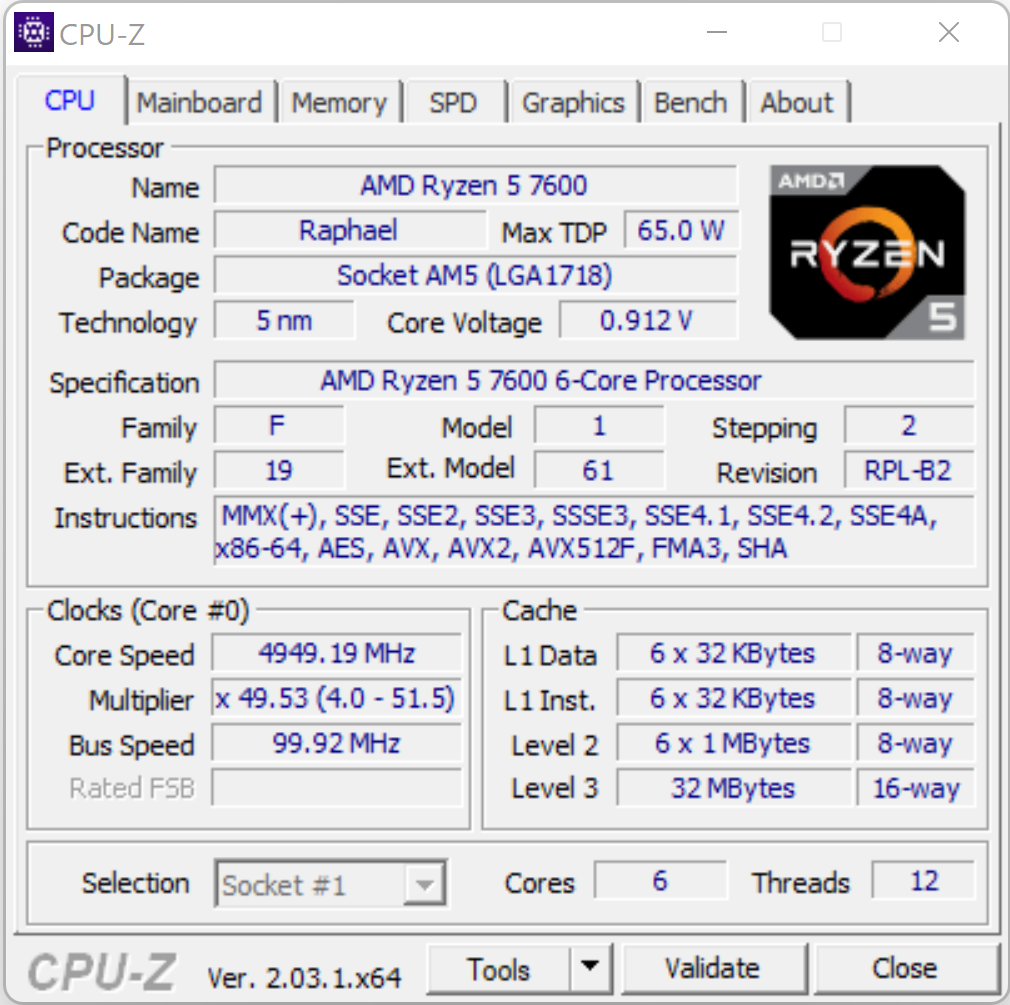 AMD Ryzen 5 7600