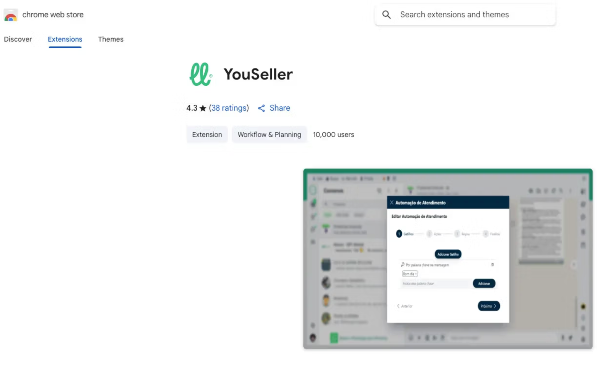 YouSeller sur le Chrome Web Store