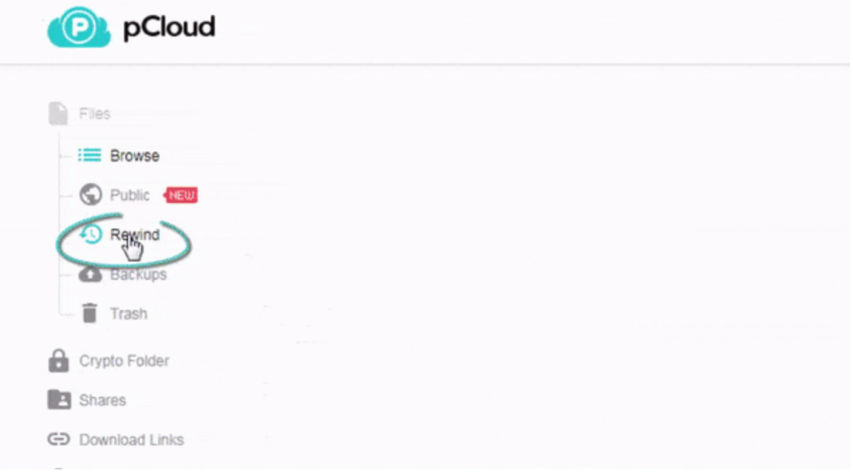 pCloud Rewind - une fonctionnalité de restauration de fichiers