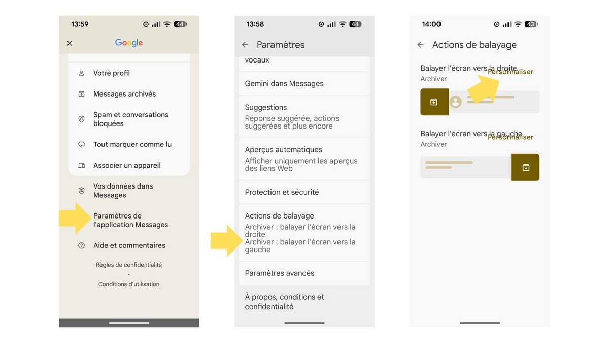 Personnalisez vos actions de balayage. ©Google