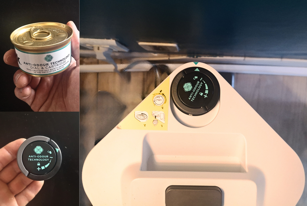 Oh, des rillettes à tartiner ? Nope. Une capsule de désodorisant ! Elle dégage un léger parfum proche de l'eucalyptus. © Julien Gilbert pour Clubic