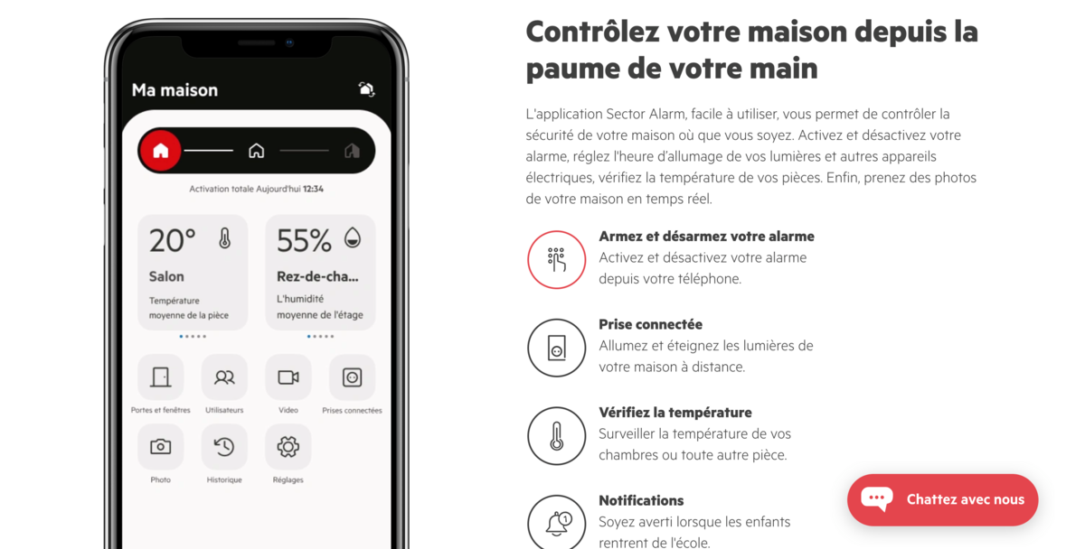 Une application complète © Sector Alarm