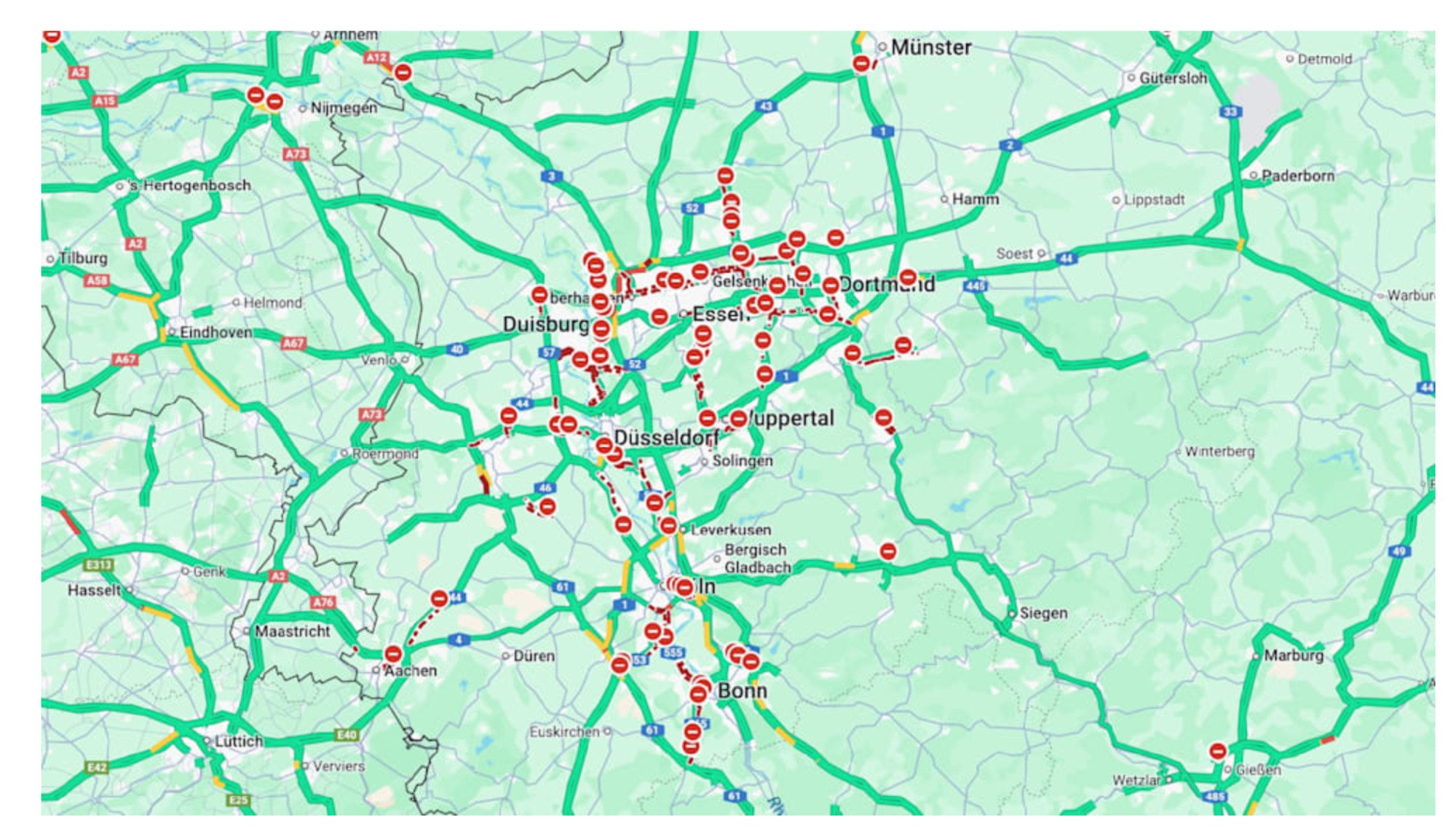 Une illustration de l'énorme bug de Google Maps en Allemagne © Capture d'écran Bild / Google Maps