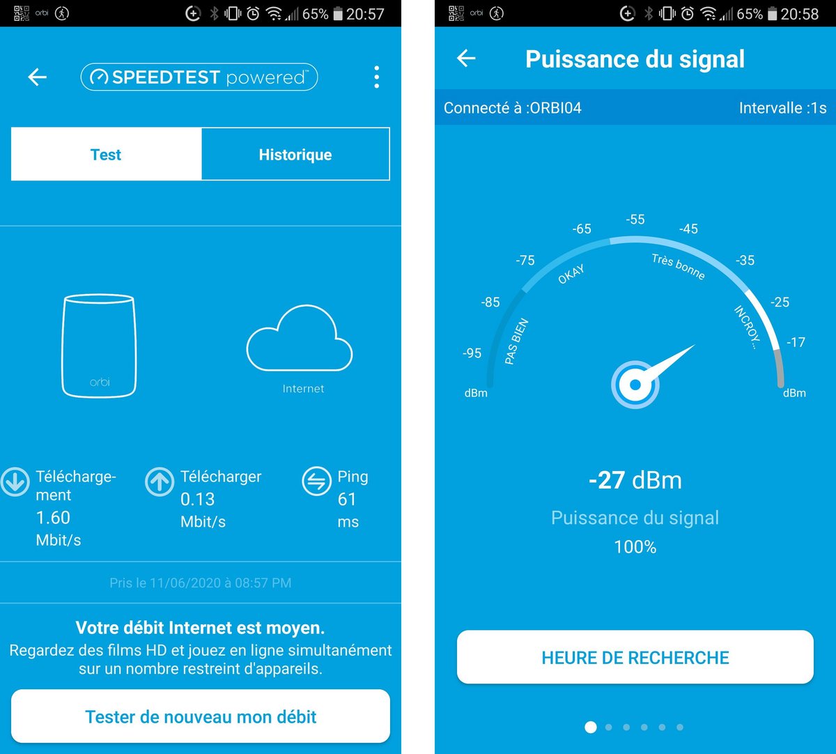 Malgré ses qualités, l'Orbi RBK752 ne peut rien face à une connexion ADSL médiocre © Nerces pour Clubic