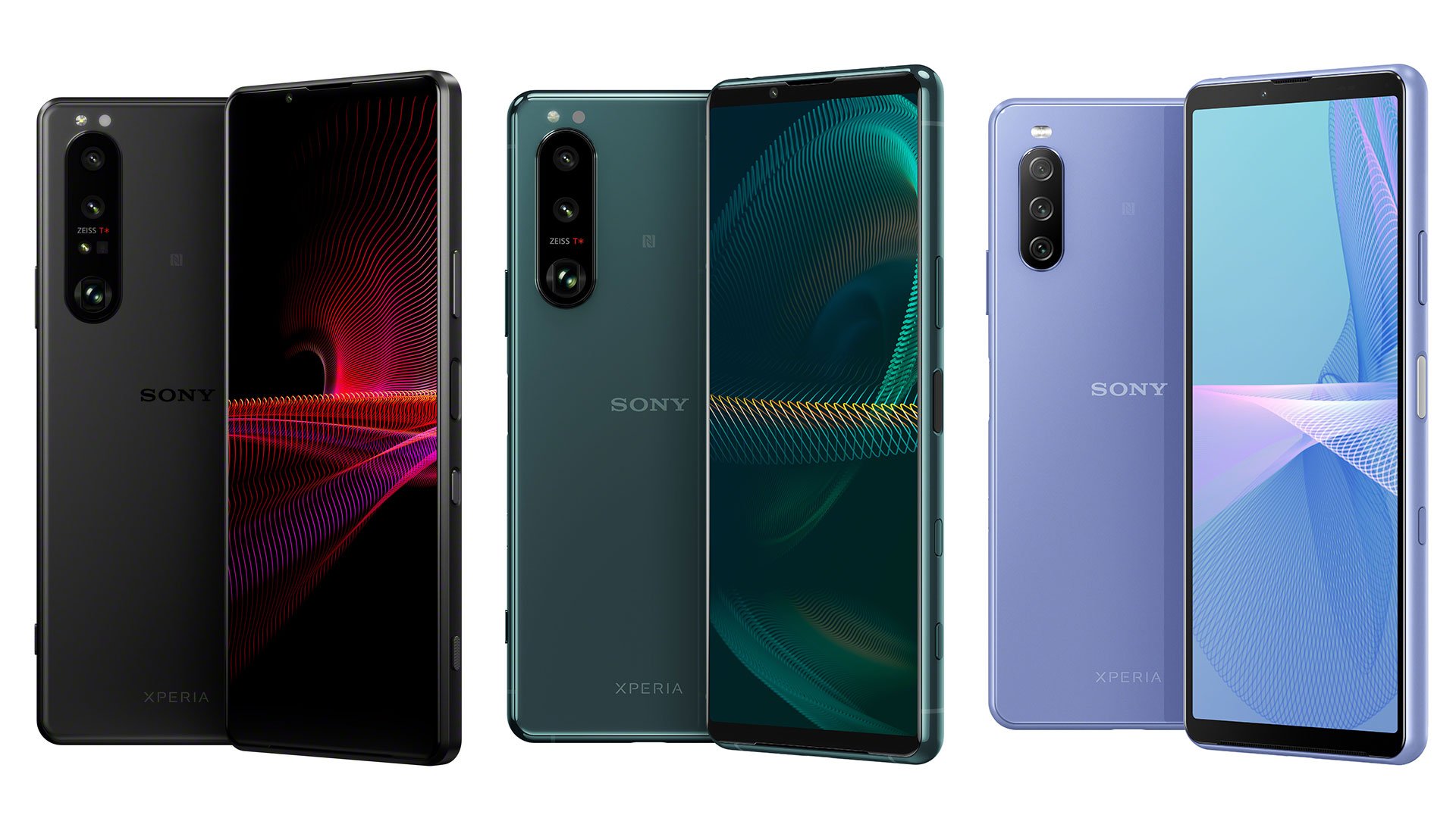 De gauche à droite : Xperia 1 III, Xperia 5 III et Xperia 10 III © Sony