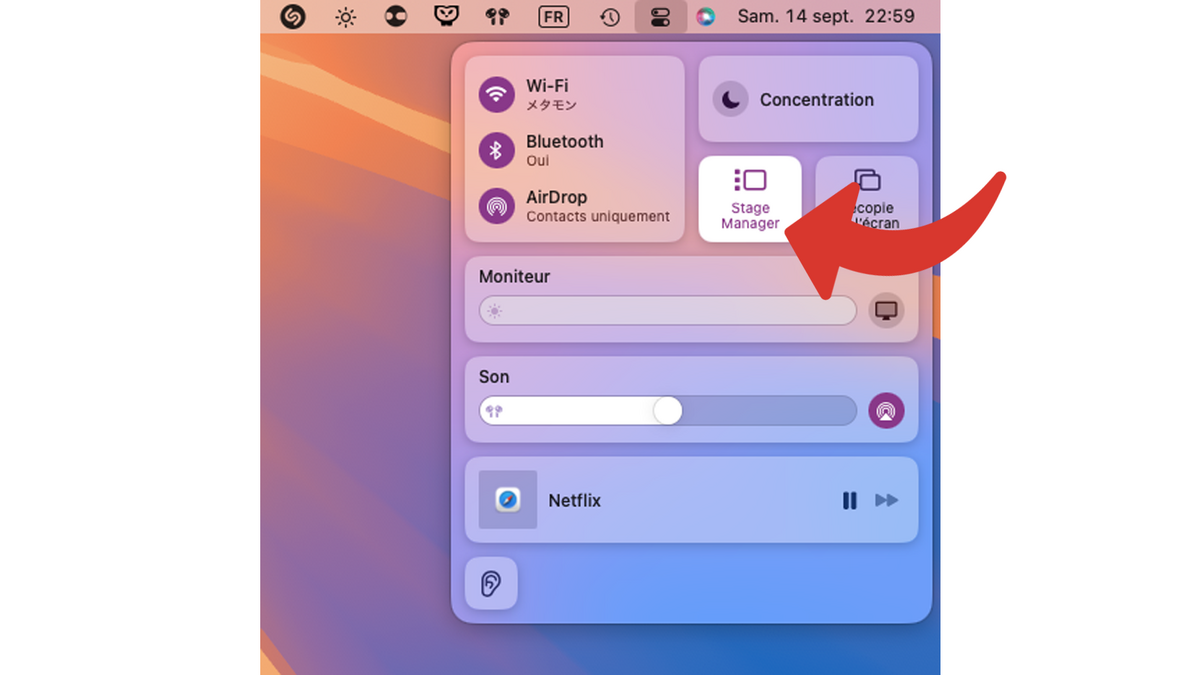 Mac activer Stage Manager Centre contrôle