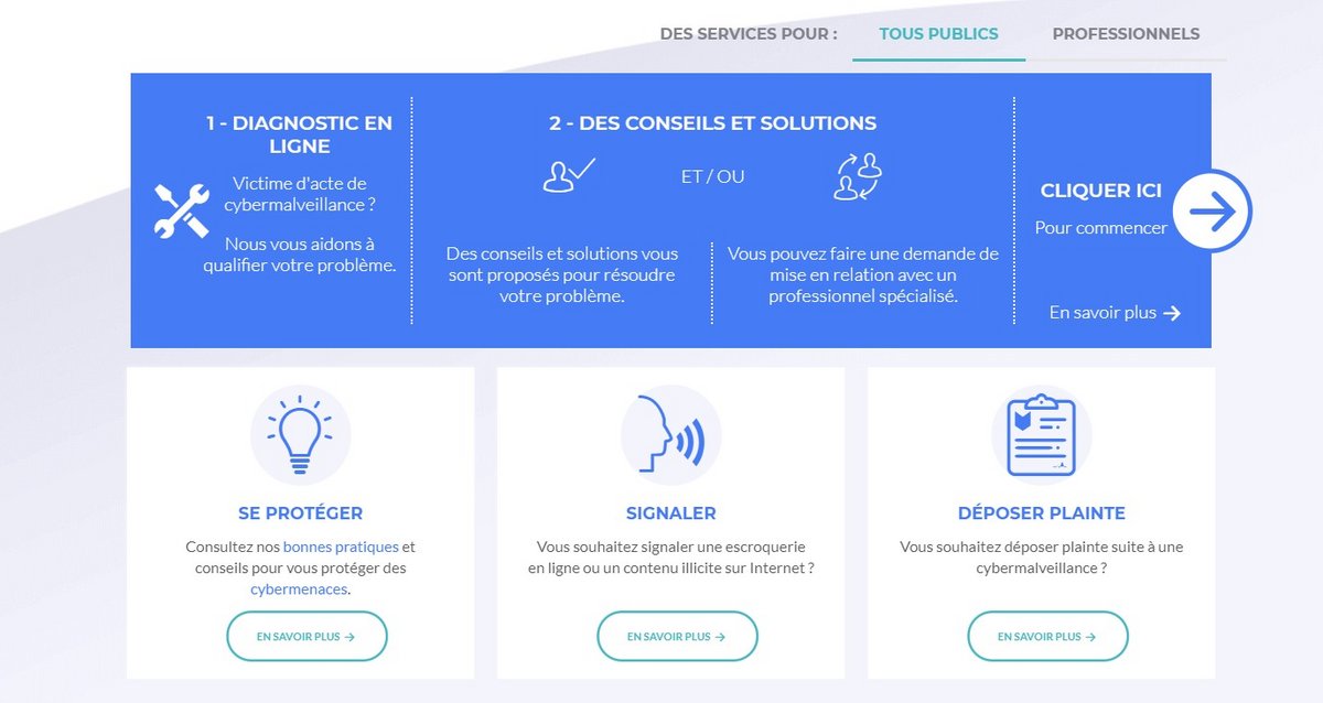 Le parcours proposé par Cybermalveillance.gouv.fr (© Capture d'écran)