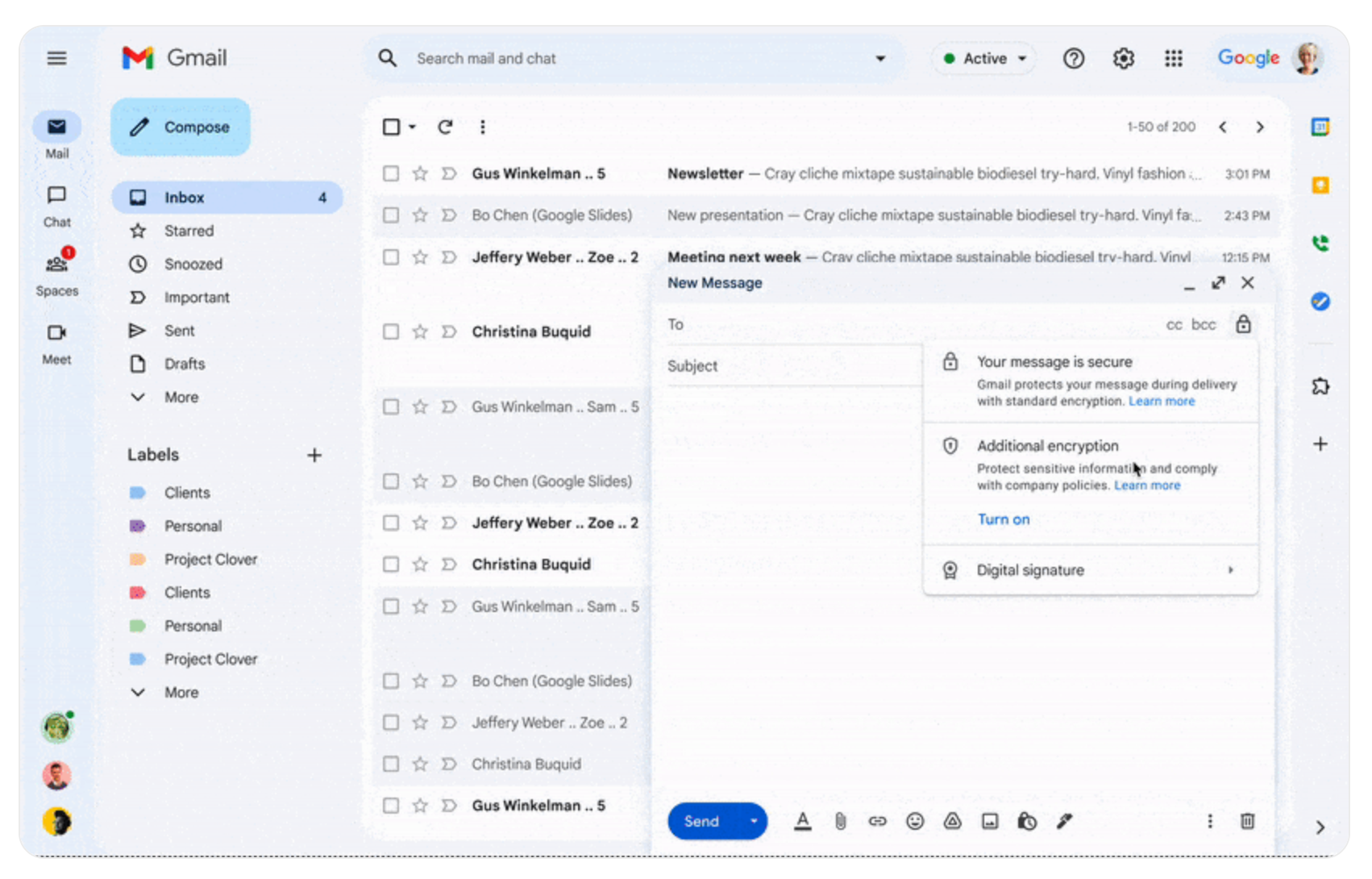 Un chiffrement des messages en local