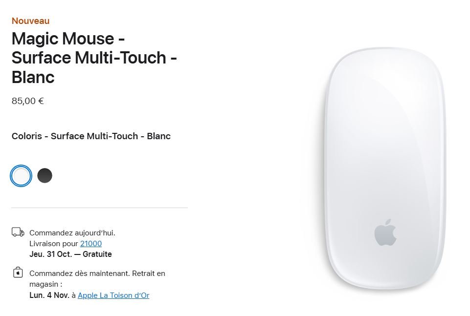 La nouvelle Magic Mouse est déclinée en noir et en blanc sur la boutique Apple © Apple