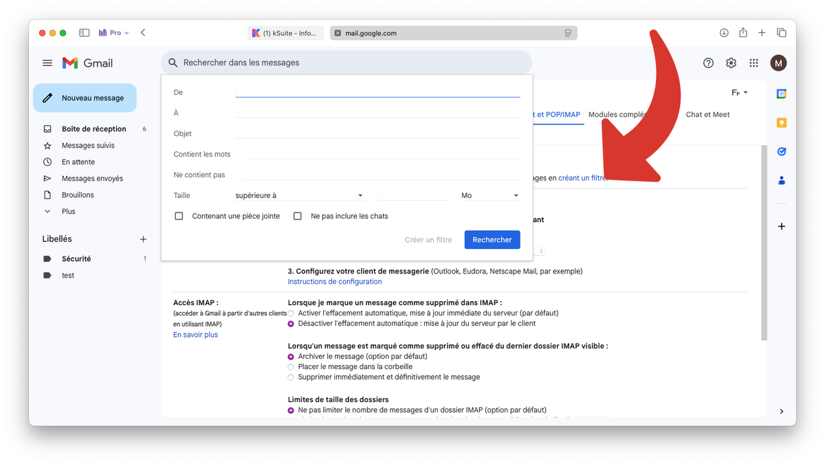 Créer un filtre pour filtrer les e-mails qui doivent être transféré © Clubic