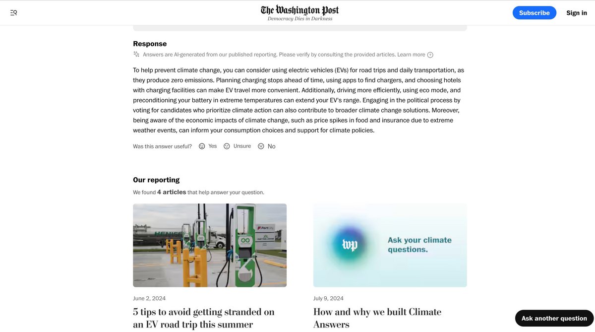 Un chatbot qui justifie ses réponses et cite ses sources © The Washington Post