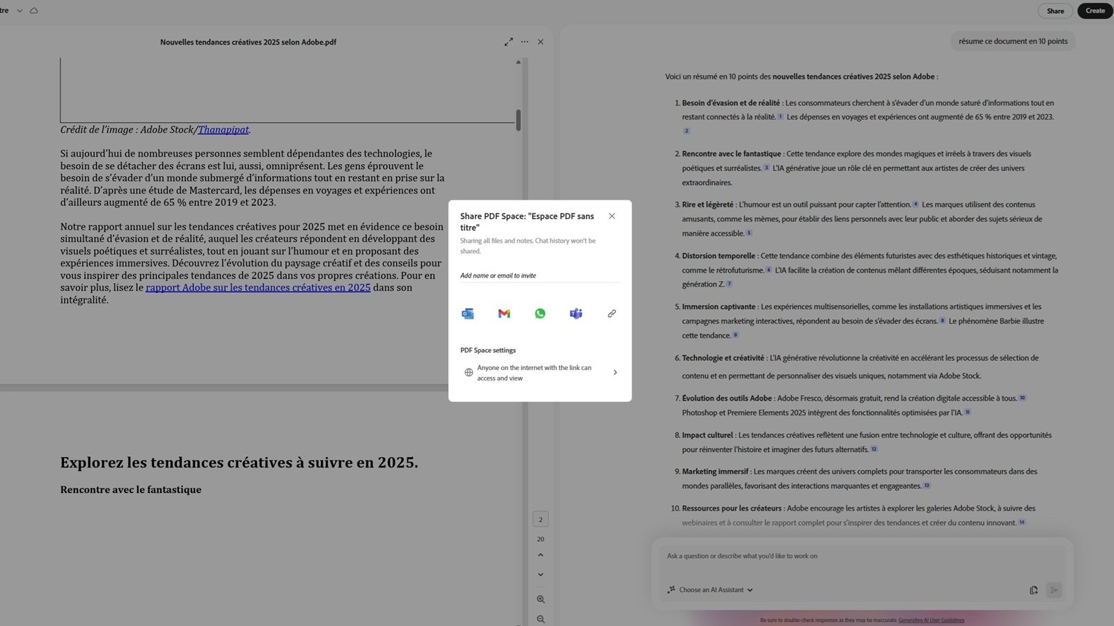 Comment créer, organiser et utiliser un PDF Spaces dans Acrobat Studio
