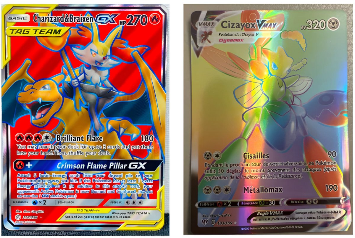 Alors ? À gauche, la carte Pokémon authentique, à droite, la contrefaite. © Catawiki