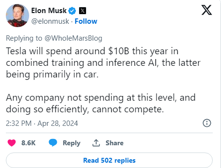   Un investissement pourtant clairement annoncé © Elon Musk / X.com
