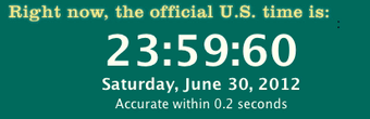 En 2012, l'ajout d'une seconde intercalaire a conduit à une heure inhabituelle. © Time.gov - US government / NIST division