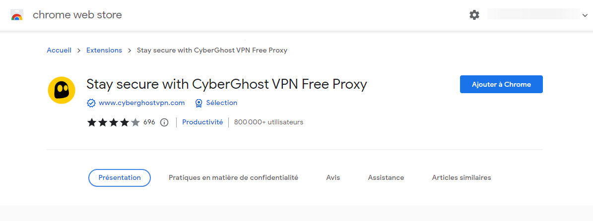 Installer CyberGhost sur Google Chrome