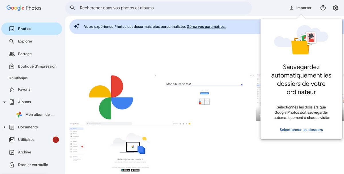 Configurez le backup de dossiers dans Google Photos © Google