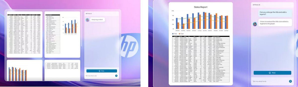 Un même document avant HP Print IA (à gauche) et après (à droite) © HP