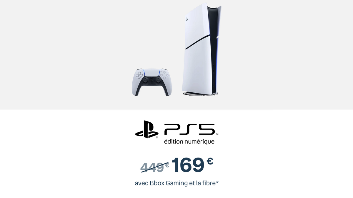 La PS5 Slim numérique est à seulement 169€ avec l'offre Bbox Fibre de Bouygues.