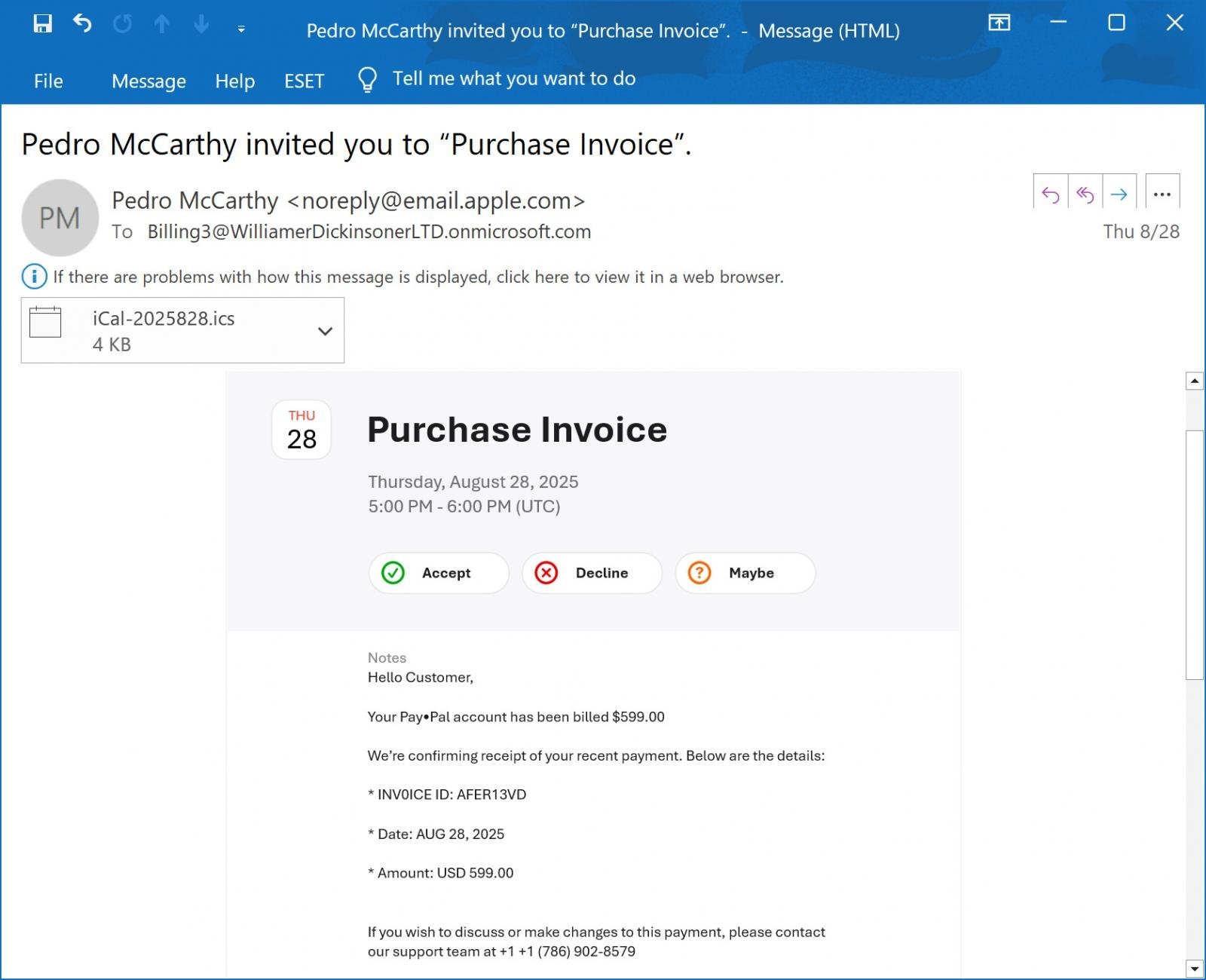 Un exemple d'invitation ©BleepingComputer