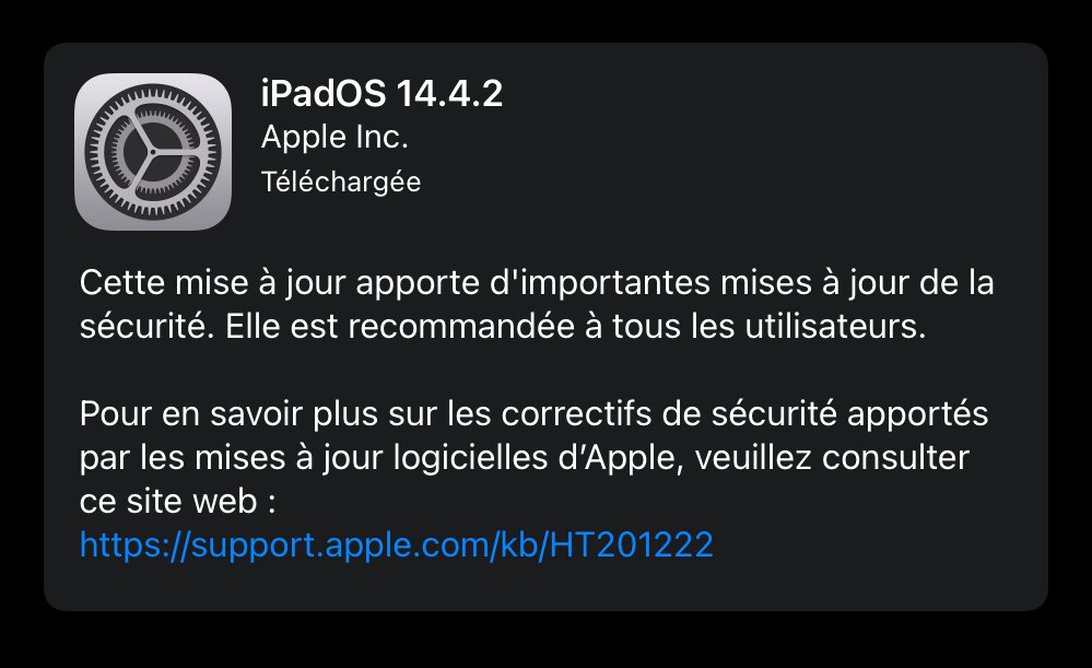 iPad OS 14.4.2 est disponible dès maintenant © Apple