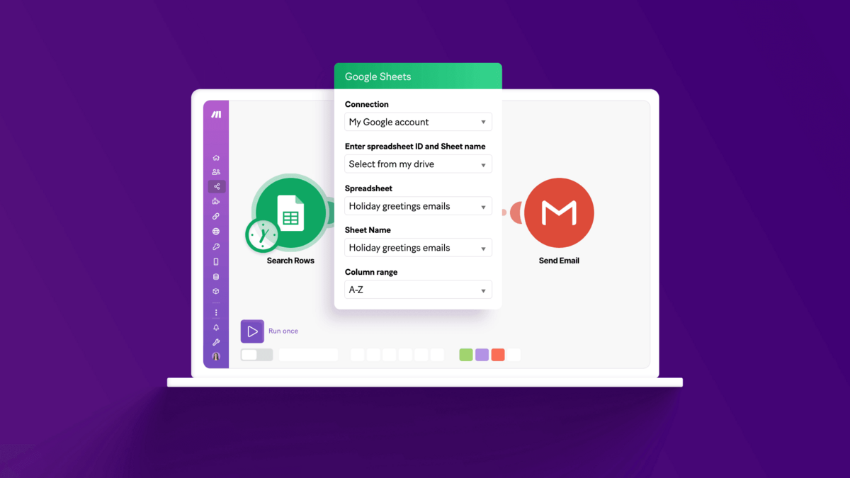 Envoi automatique d'e-mails à partir d'une liste présente sur votre Google Sheets - © Make.com