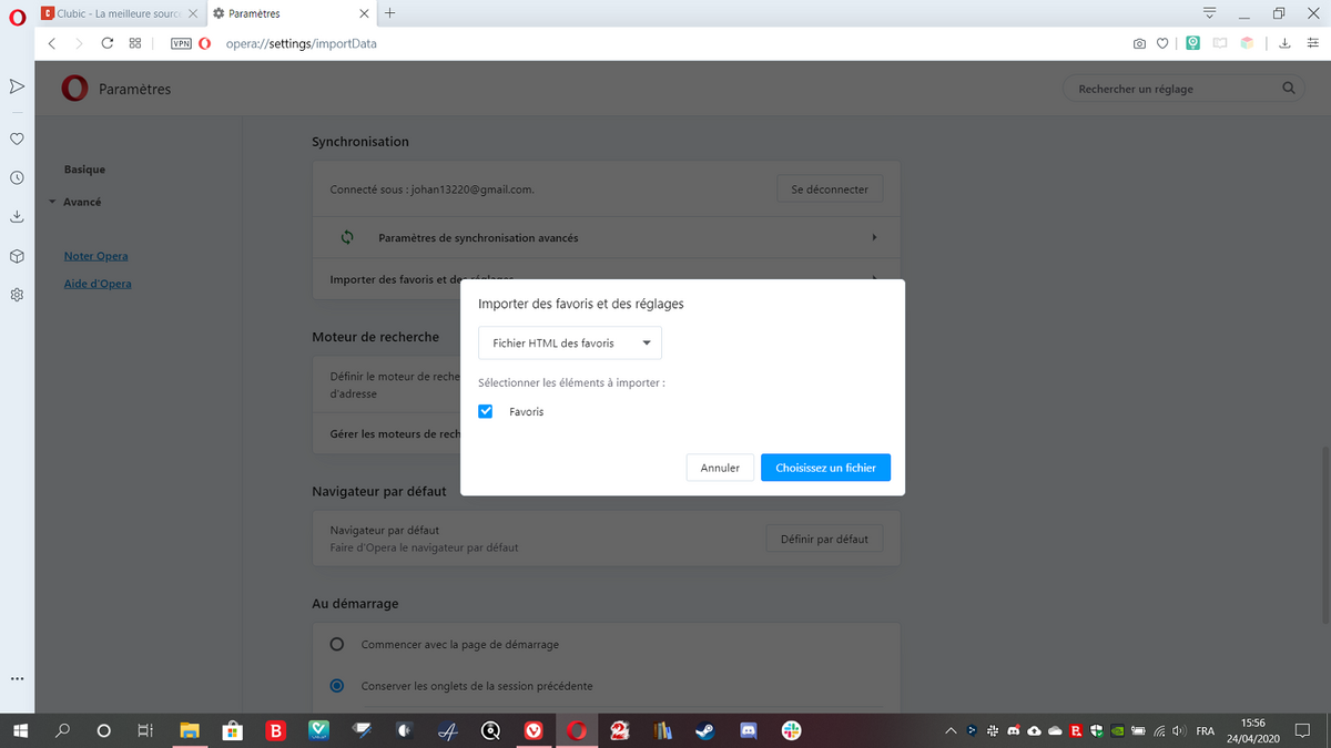 Import favoris Opera 6