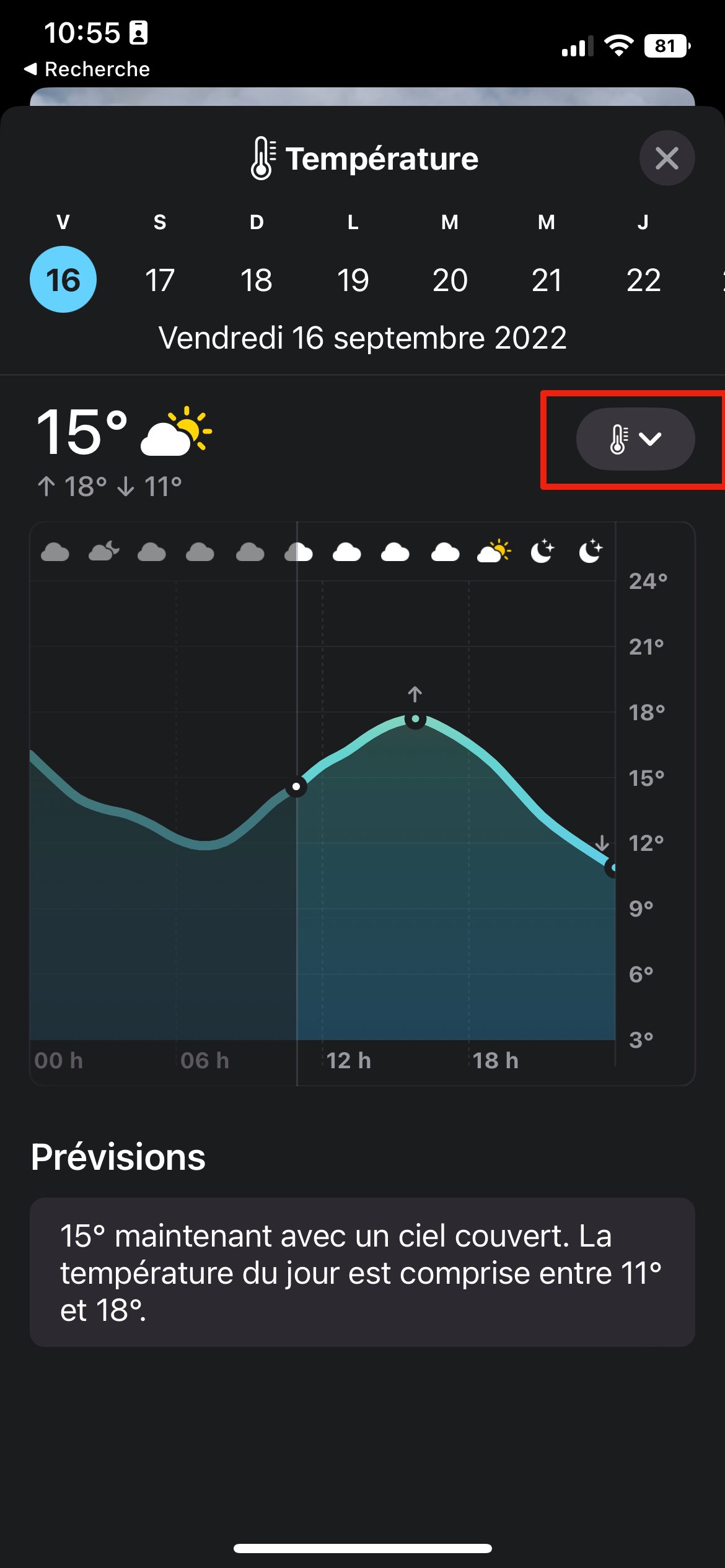 iOS 16 Météo