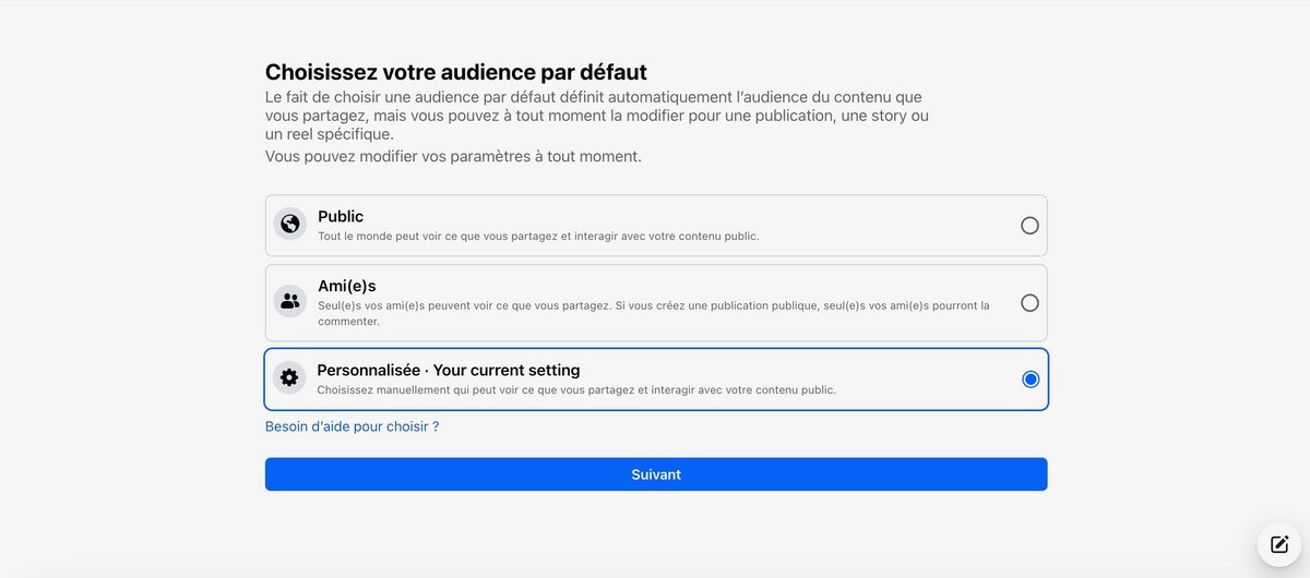 Vous pouvez choisir qui voit vos publications ou non © Meta