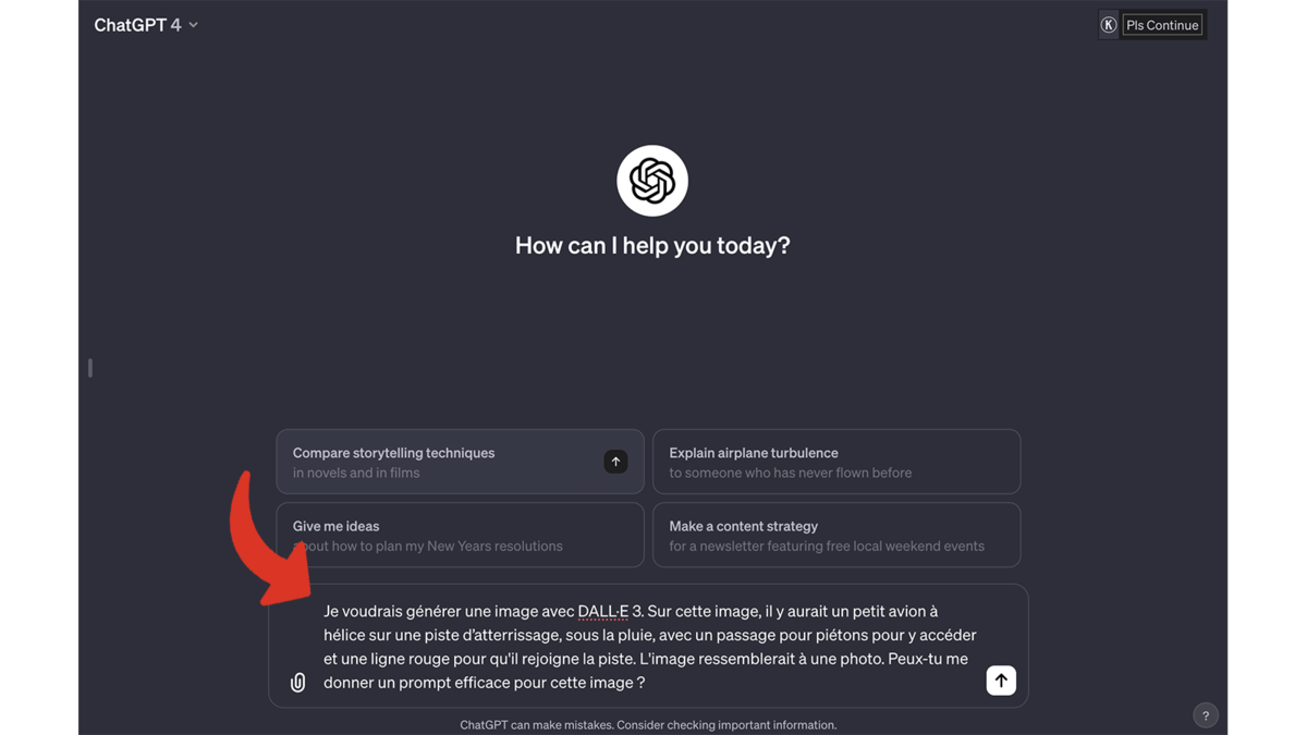 Prompt dans ChatGPT © Pascale Duc pour Clubic