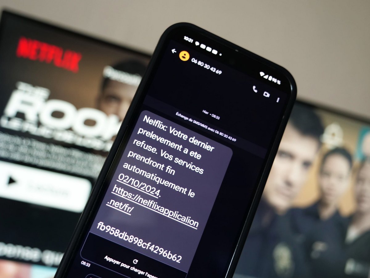 Voici un SMS de phishing utilisant l'identité de Netflix © Alexandre Boero / Clubic