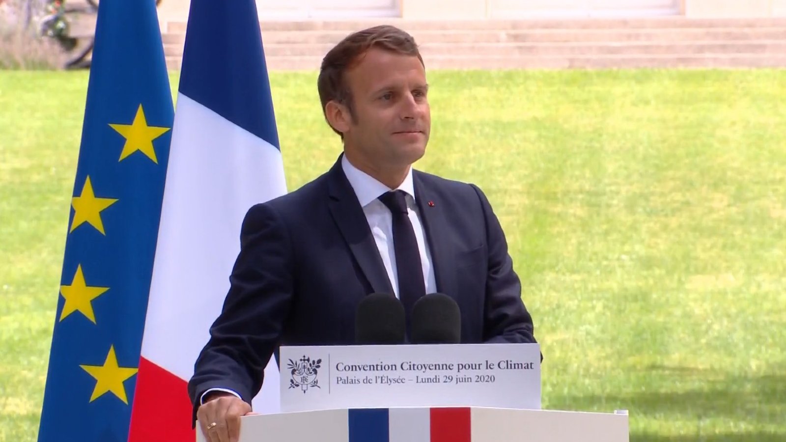 Emmanuel Macron, le 29 juin 2020 à Paris (Capture d'écran par Clubic)