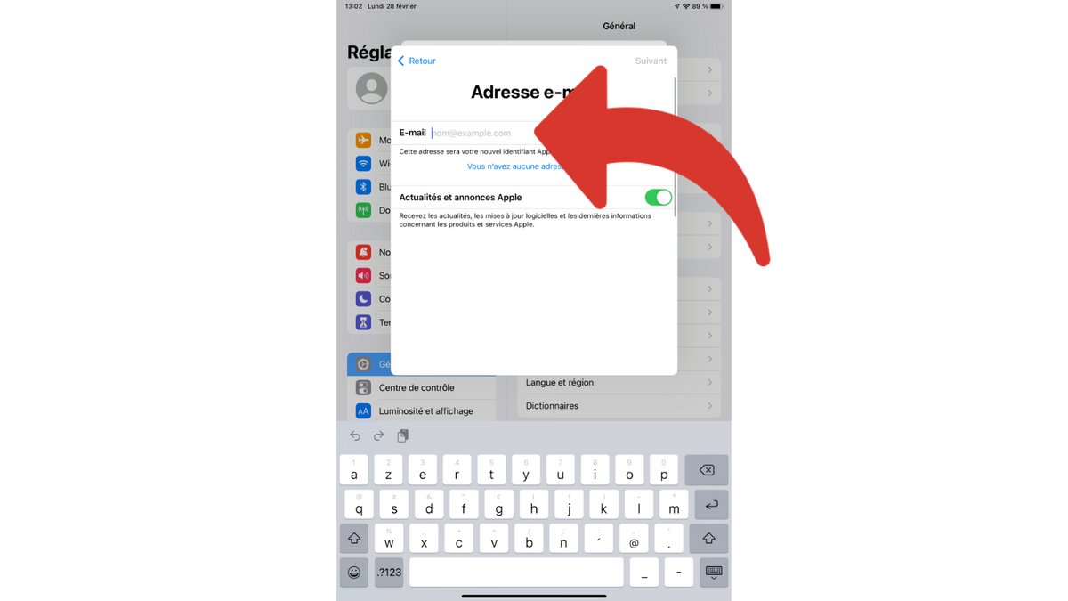 iCloud - Création de compte Adresse email iPad © Clubic.com