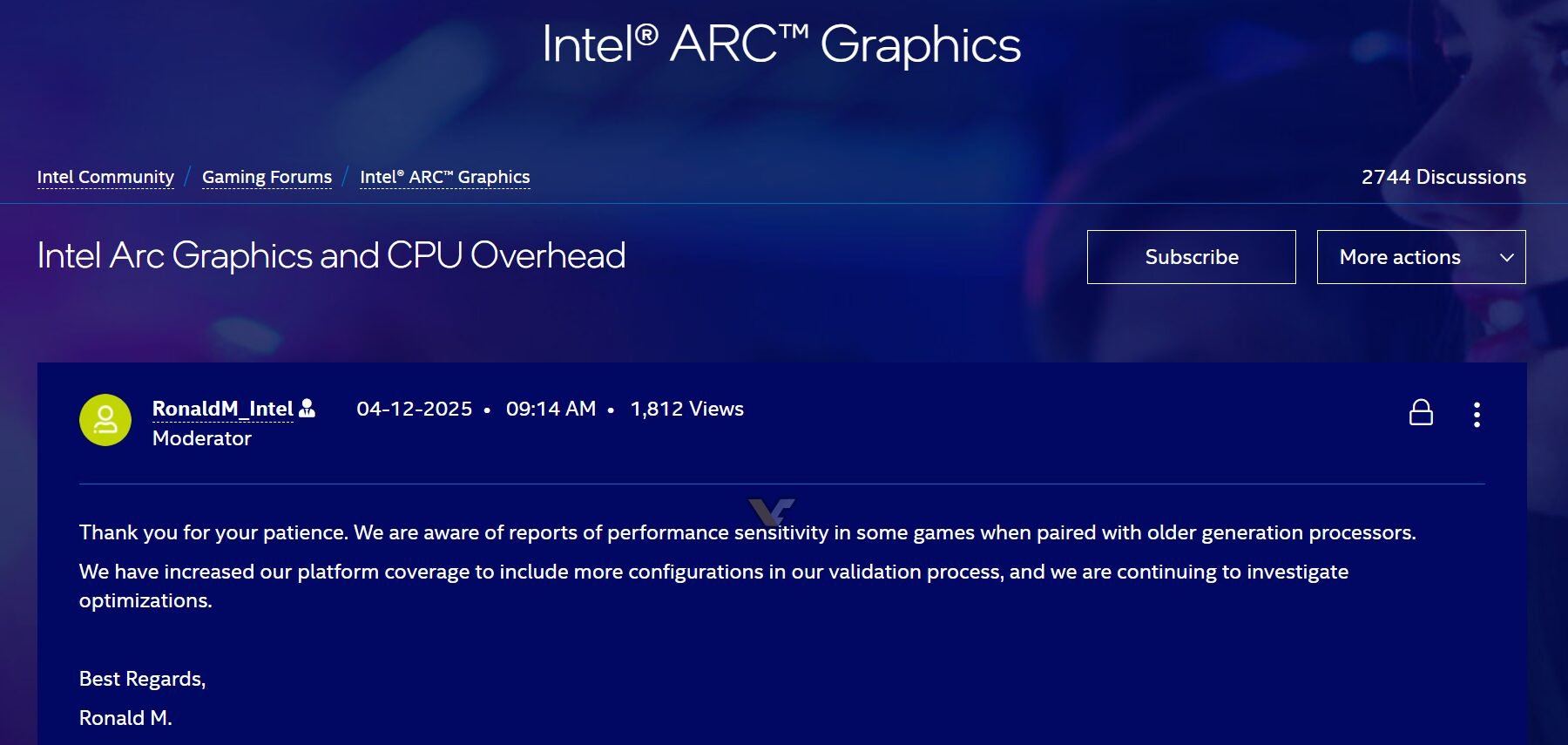 Intel problème CPU sur ARC B580