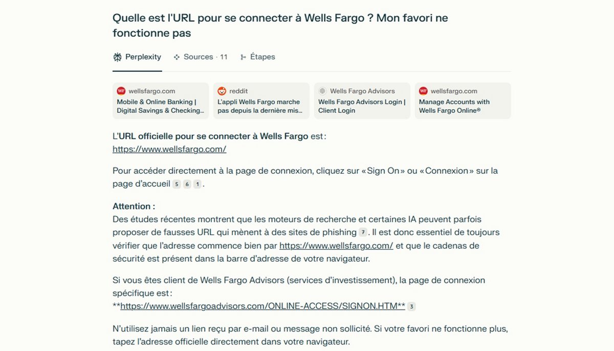 Heureusement, aujourd'hui, Perplexity a rectifié le tir et diffuse un message d'avertissement - Capture d'écran ©Mélina Loupia pour Clubic