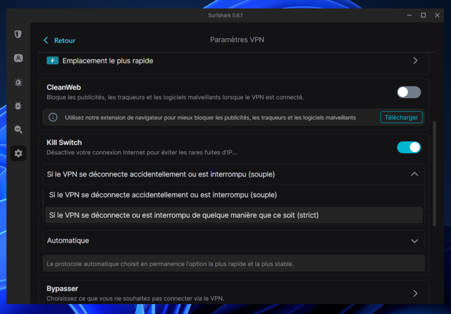 Surfshark - un kill switch souple ou strict